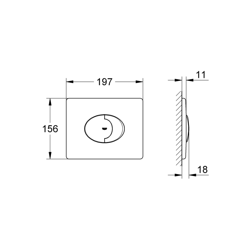 GROHE 38506000 - Tryckplatta SKATE AIR 156 × 197 mm blank krom