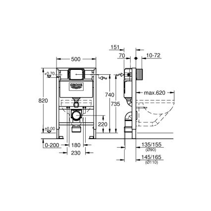GROHE 38526000 - WC-modul RAPID SL 0,82 m vit