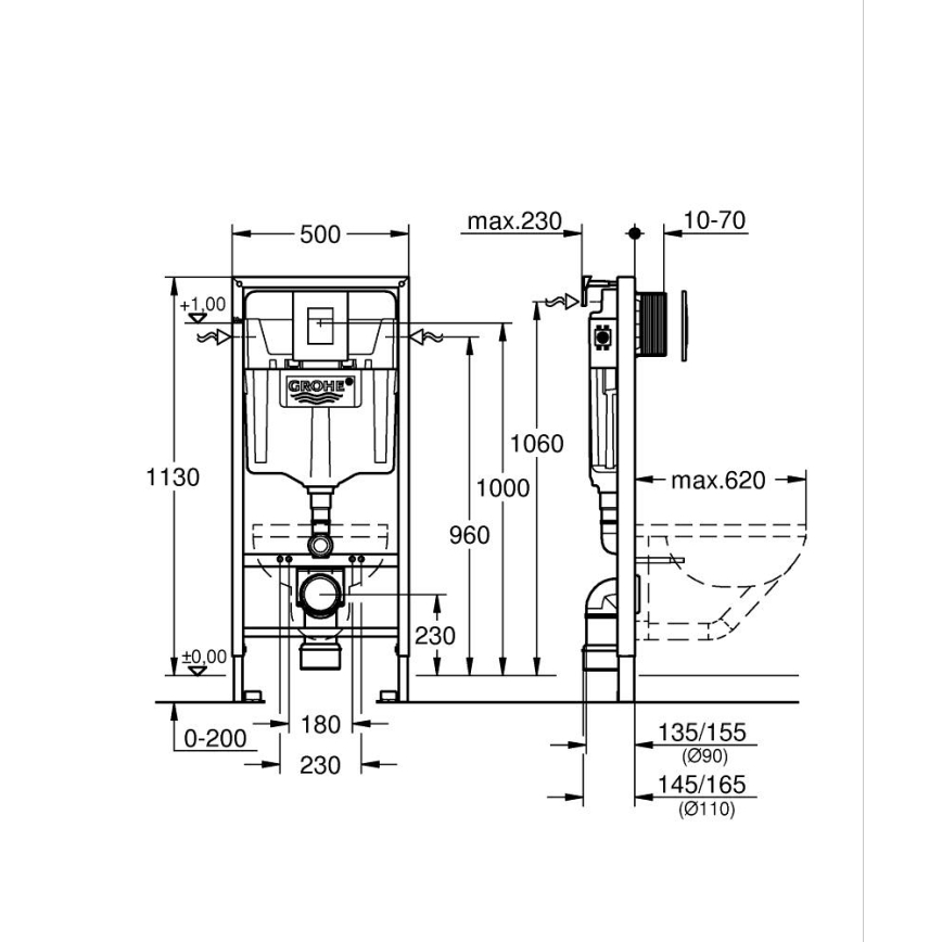 GROHE 38772001 - Förväggsinstallationsset RAPID SL 1,13 m