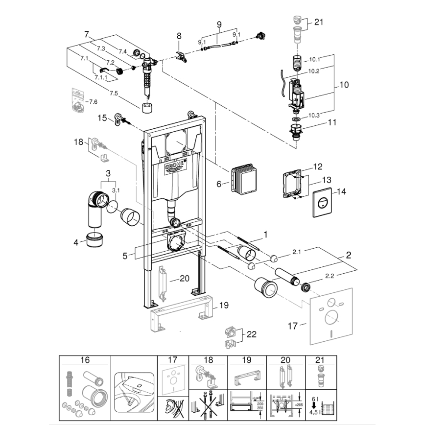 GROHE 38860000 - 3-i-1-set RAPID SL 1,13 m