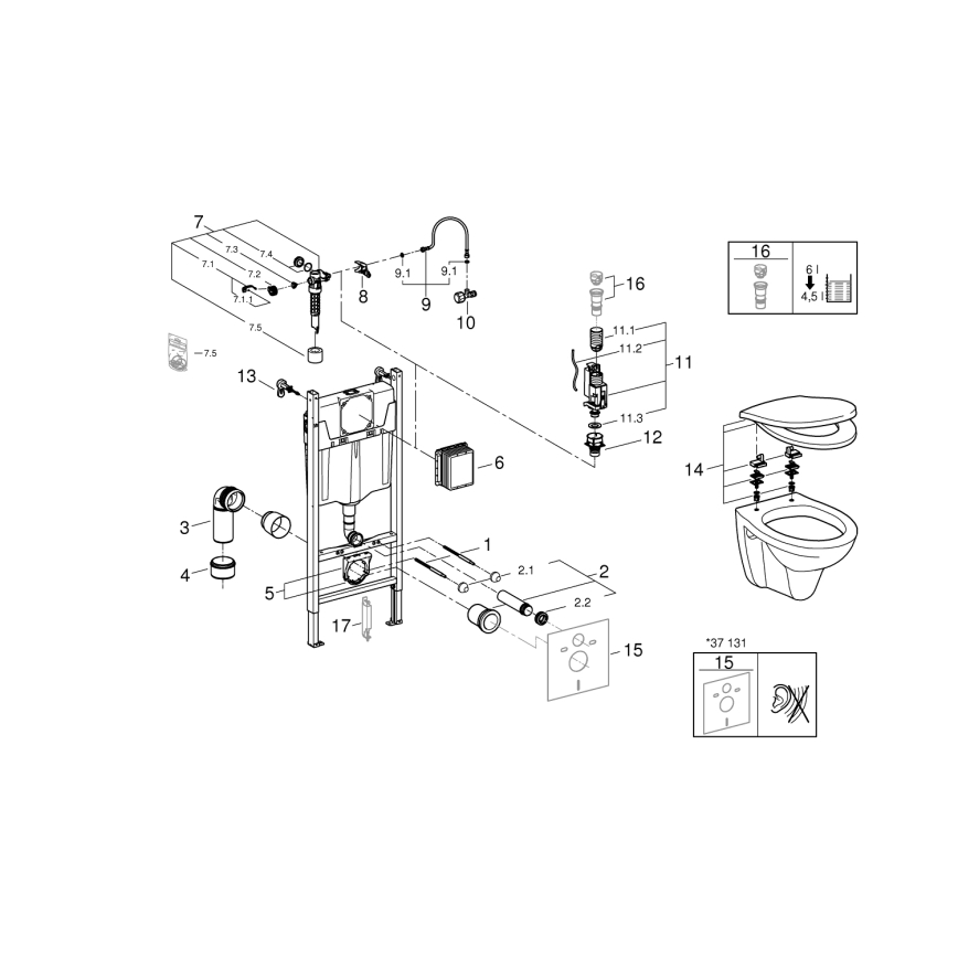 GROHE 39116000 - 4-i-1-set med keramik SOLIDO COMPACT 1,13 m