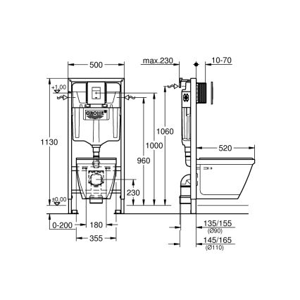 GROHE 39186000 - 4-i-1-set med sanitetskeramik SOLIDO COMPACT 1,13 m
