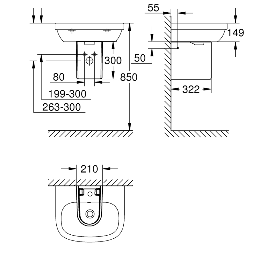 GROHE 39201000 - Halvkolonn EURO CERAMIC 210 × 300 × 322 mm keramik/vit