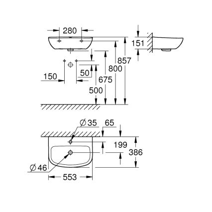 GROHE 39440000 - Tvättställ BAU CERAMIC 553 × 386 mm keramik/vit