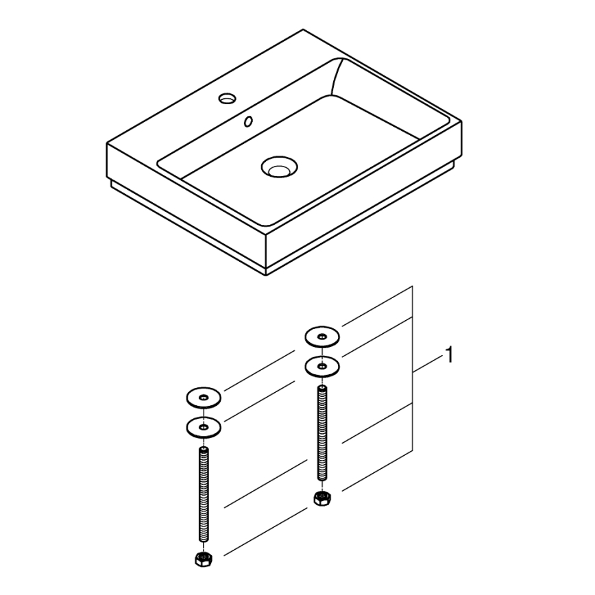 GROHE 3947700H - Tvättställ CUBE CERAMIC 600 × 490 mm keramik/vit