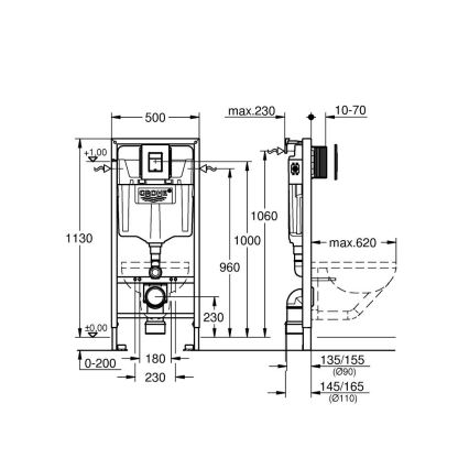 GROHE 39930000 - 4-i-1-set för WC SOLIDO 1,13 m, blank krom