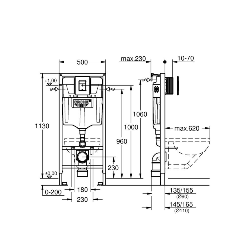 GROHE 39930000 - 4-i-1-set för WC SOLIDO 1,13 m, blank krom