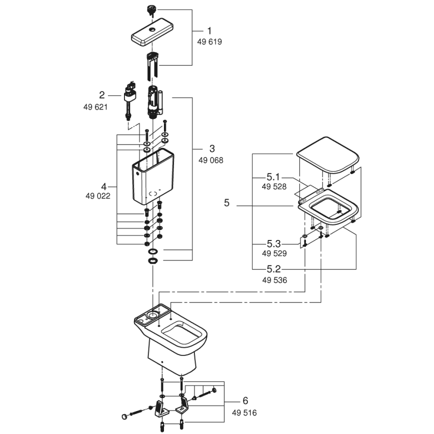GROHE 39951000 - WC-kombination START EDGE 384 × 668 mm keramik/vit