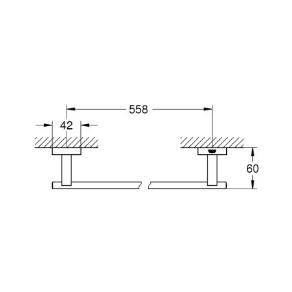 GROHE 40509001 - Handdukshållare ESSENTIALS CUBE 600 mm polerad krom