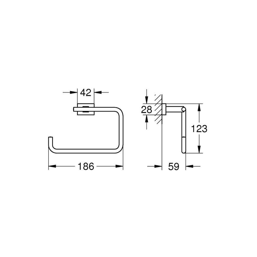 GROHE 40510001 - Handdukshållare ESSENTIALS CUBE 188 mm, polerad krom
