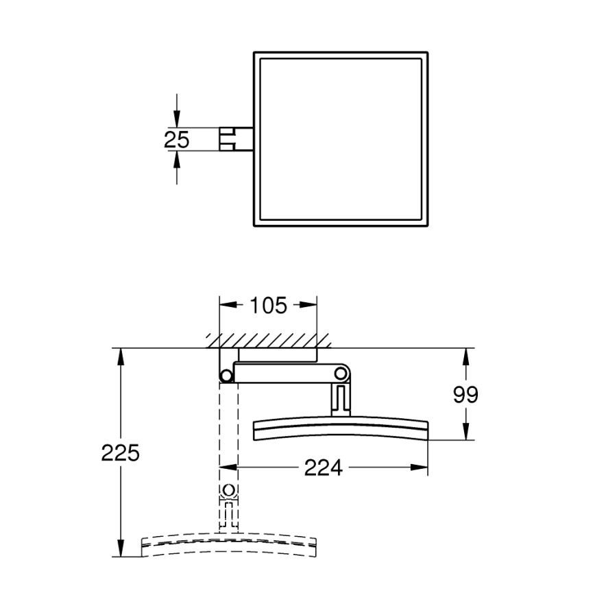 GROHE 40808000 - Kosmetikspegel SELECTION CUBE 22,3 × 22,3 cm polerad krom