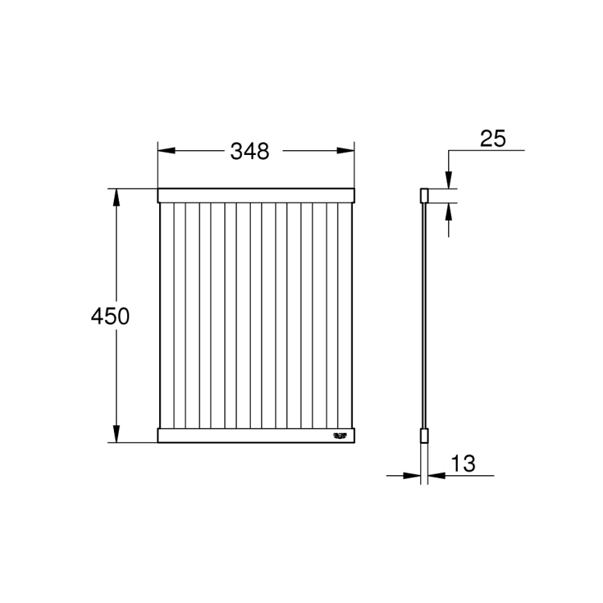 GROHE 40856SD0 - Avrinningstråg 450 × 348 mm borstat rostfritt stål