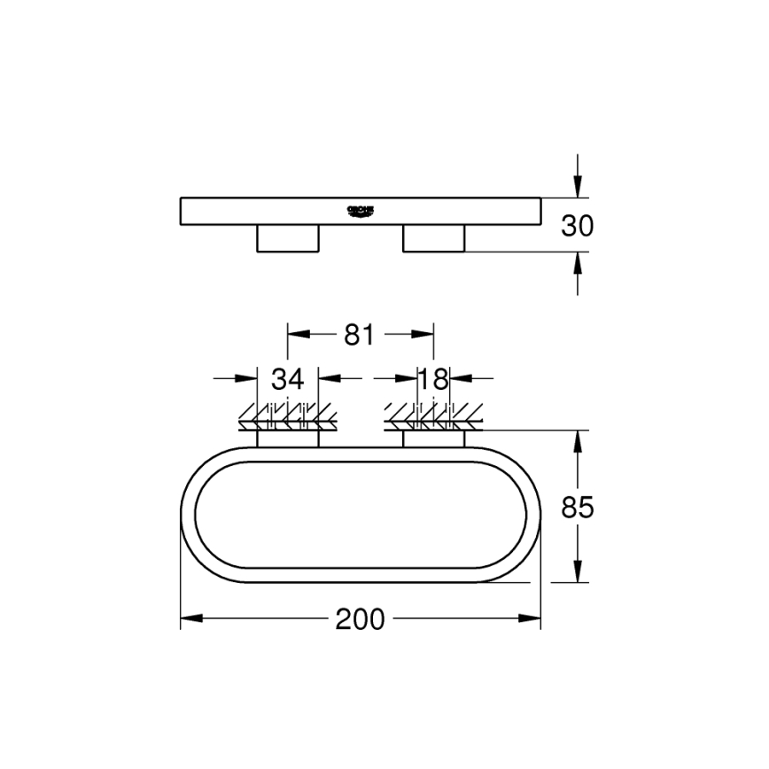 GROHE 41035000 - Handdukshållare SELECTION 200 mm polerad krom