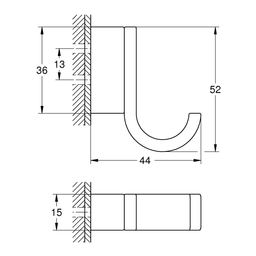 GROHE 41039AL0 -Krok för badrock SELECTION 5,2 cm × 1,5 cm × 4,4 cm grafit