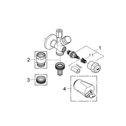 GROHE 41073000 - Kombi-hörnventil WAS 12” × 38” polerad krom