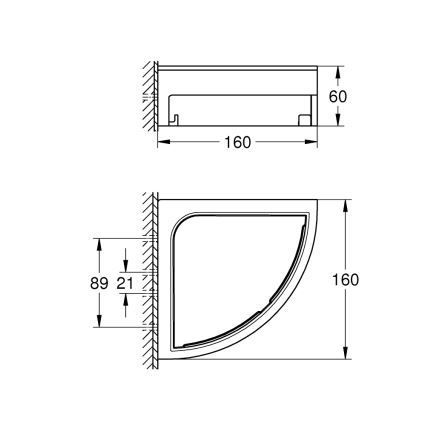 GROHE 41106000 - Hörnhylla för dusch START CUBE 16 cm i blank krom