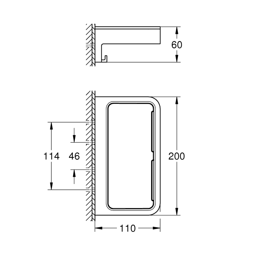 GROHE 411072430 - Duschhylla START CUBE 200 mm svart