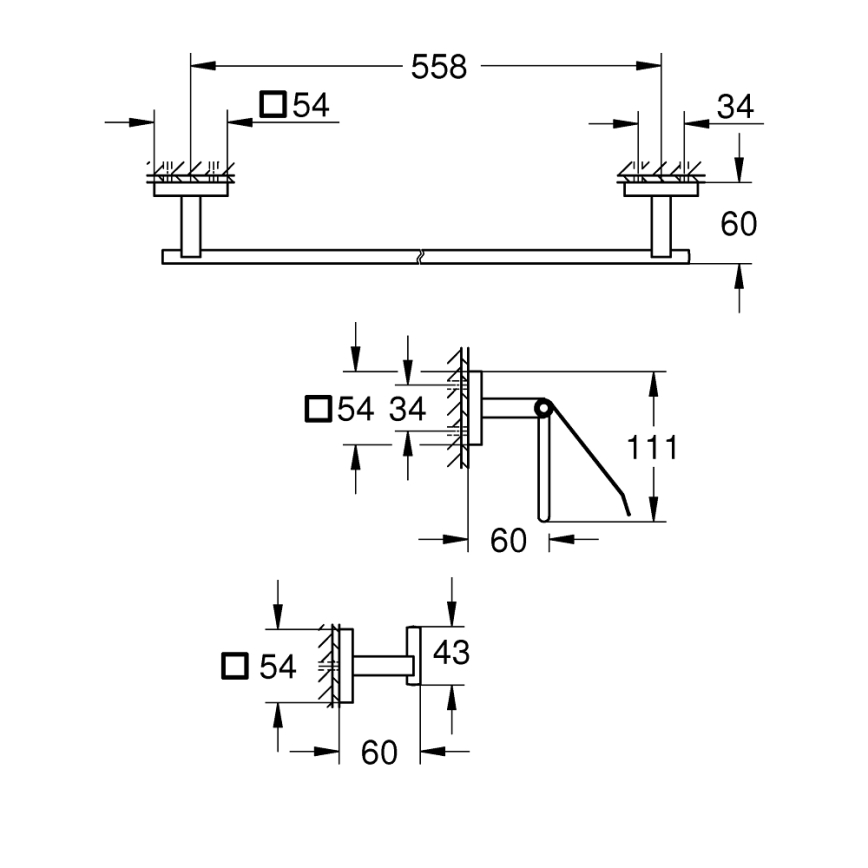 GROHE 41124000 - START CUBE tillbehörsset 558 mm, polerad krom