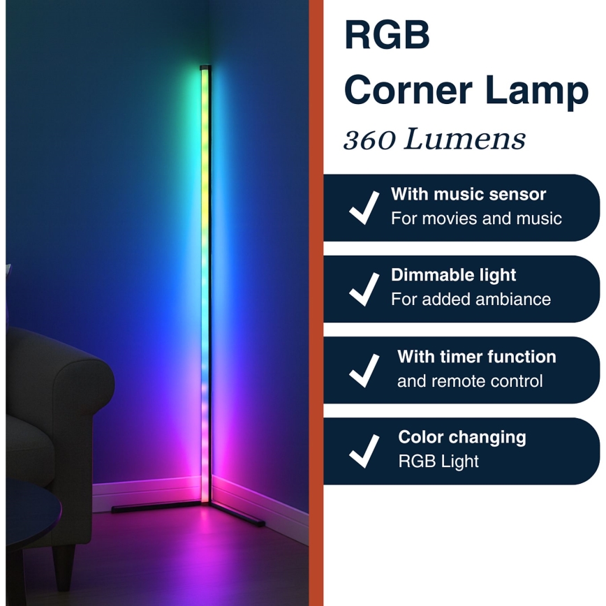 Grundig - dimmbar LED RGBW golvlampa LED/6W/230V + fjärrkontroll