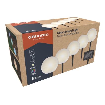 Grundig - KIT 5x LED RGBW  Solcellslampa LED/3,2V IP44