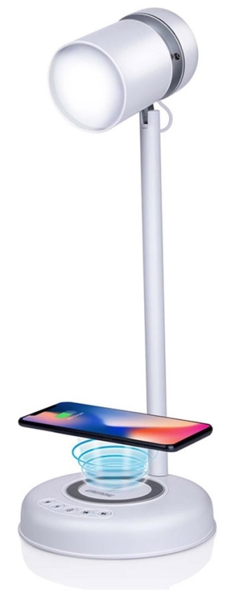 Grundig - LED bordslampa med trådlös laddning och inbyggd högtalare 3 i 1 LED/15W/5V