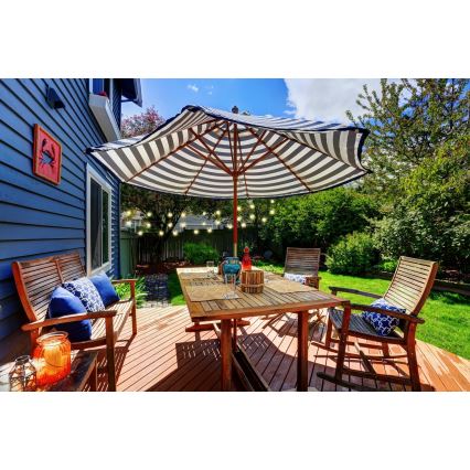 Grundig - LED dimbar solcellsslinga 50xLED/8 funktioner 9,35 m varmvit 1200 mAh + fjärrkontroll