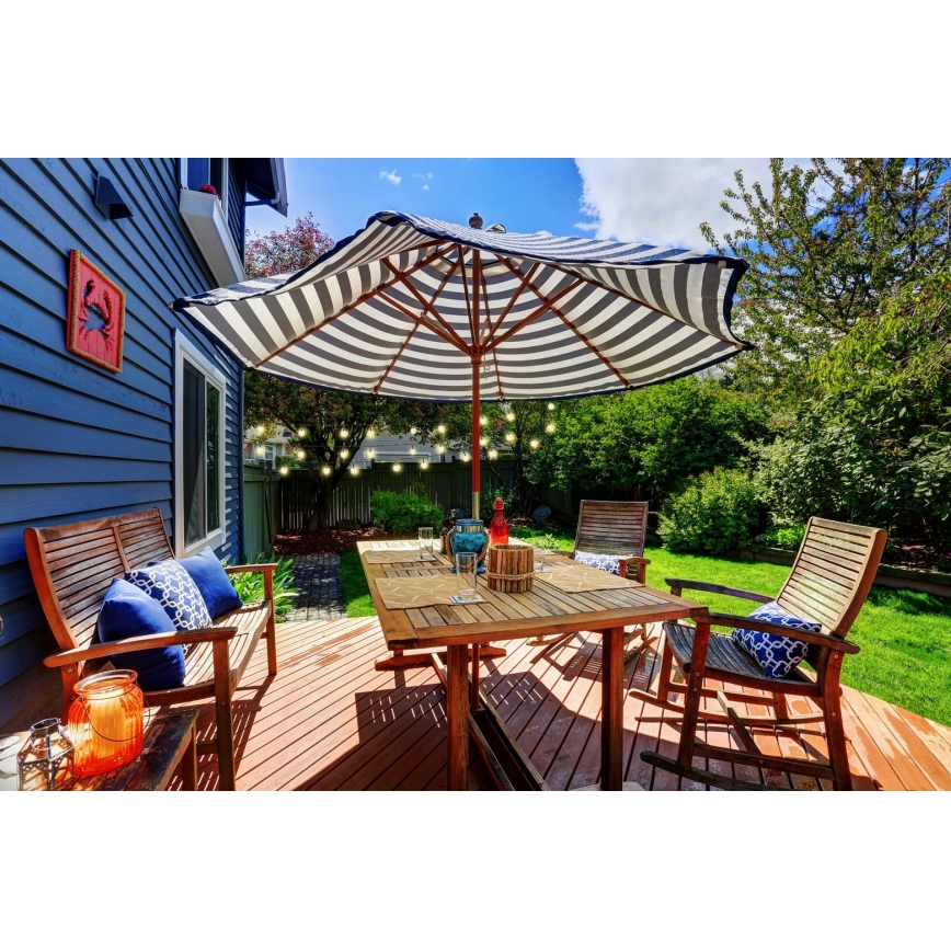 Grundig - LED dimbar solcellsslinga 50xLED/8 funktioner 9,35 m varmvit 1200 mAh + fjärrkontroll