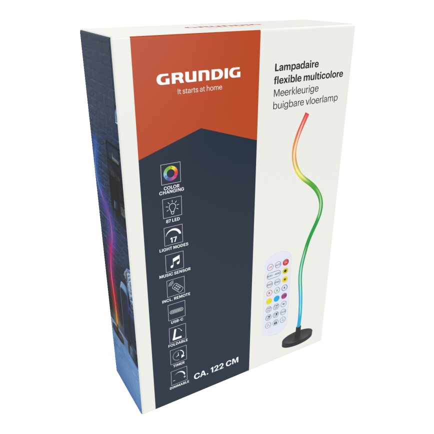 Grundig - LED RGB Dimbar golvlampa LED/5W/5V + fjärrkontroll