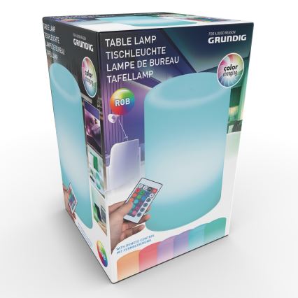 Grundig - LED RGB ljusreglerad bordslampa  LED/3xAAA + fjärrkontroll 