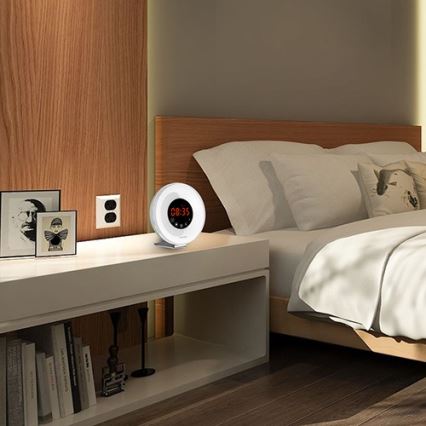 Grundig - LED RGB ljusreglerad  nattlampa  väckarklocka väckarklocka och radio LED/5W/5V