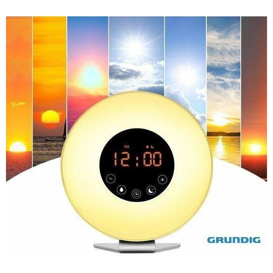 Grundig - LED RGB ljusreglerad  nattlampa  väckarklocka väckarklocka och radio LED/5W/5V