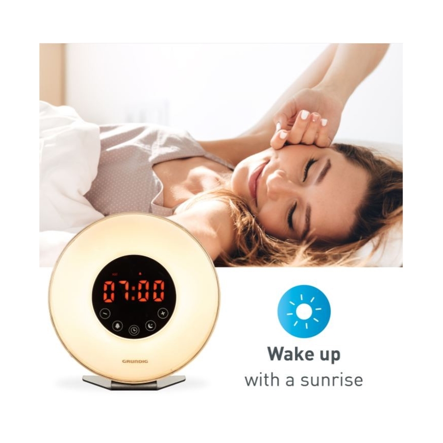 Grundig - LED RGB ljusreglerad  nattlampa  väckarklocka väckarklocka och radio LED/5W/5V