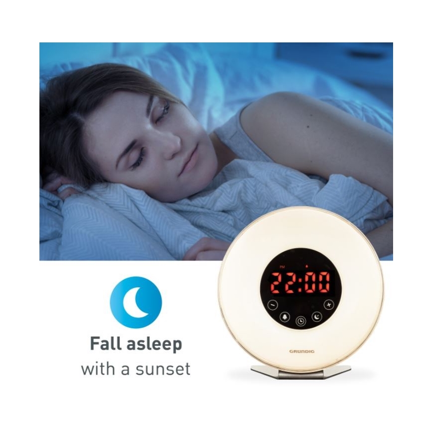 Grundig - LED RGB ljusreglerad  nattlampa  väckarklocka väckarklocka och radio LED/5W/5V