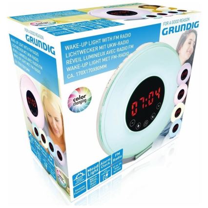 Grundig - LED RGB ljusreglerad  nattlampa  väckarklocka väckarklocka och radio LED/5W/5V