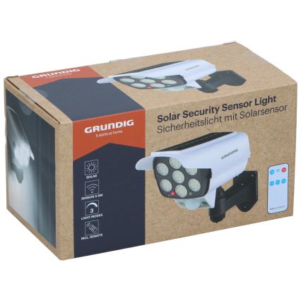 Grundig - LED-solcellsattrapp av säkerhetskamera med sensor LED/1,2V 800 mAh + fjärrkontroll