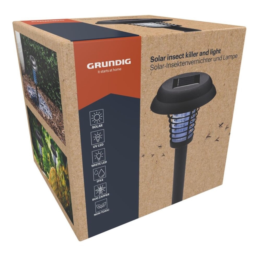 Grundig - LED-solcellslampa och insektsfälla UV-LED/1xAA 600 mAh IPX4