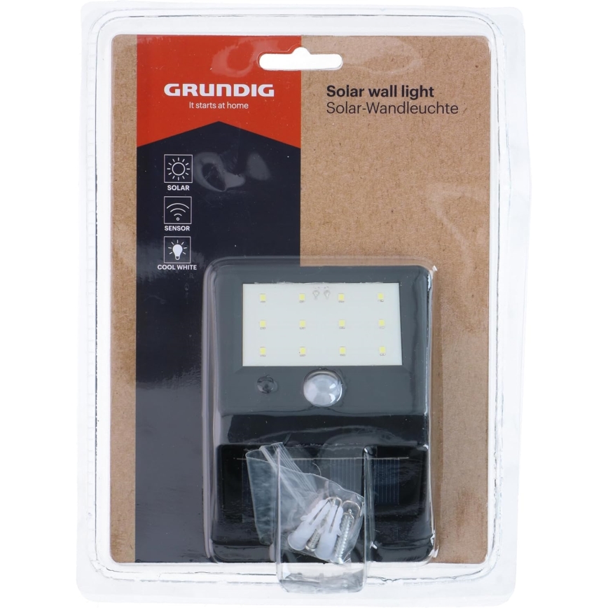 Grundig - LED solcellsvägglampa med rörelsesensor LED/1,2V 600 mAh IP44