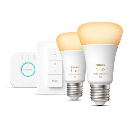 Grundläggande set Philips Hue WHITE AMBIANCE 2xE27/8W/230V + enhet för anslutning