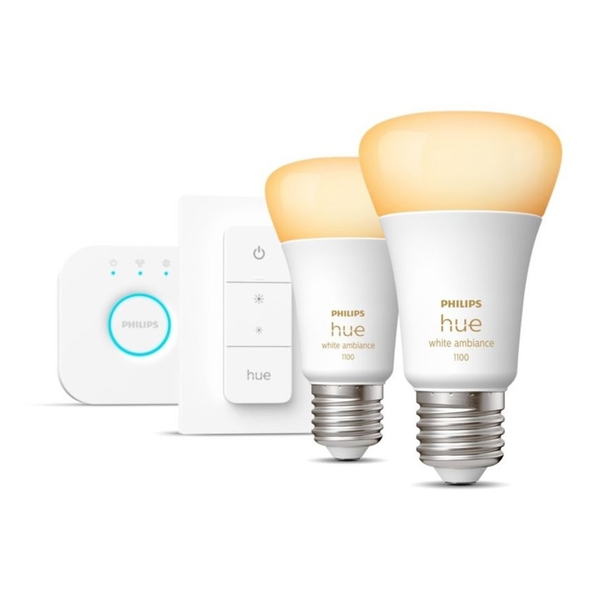 Grundläggande set Philips Hue WHITE AMBIANCE 2xE27/8W/230V + enhet för anslutning