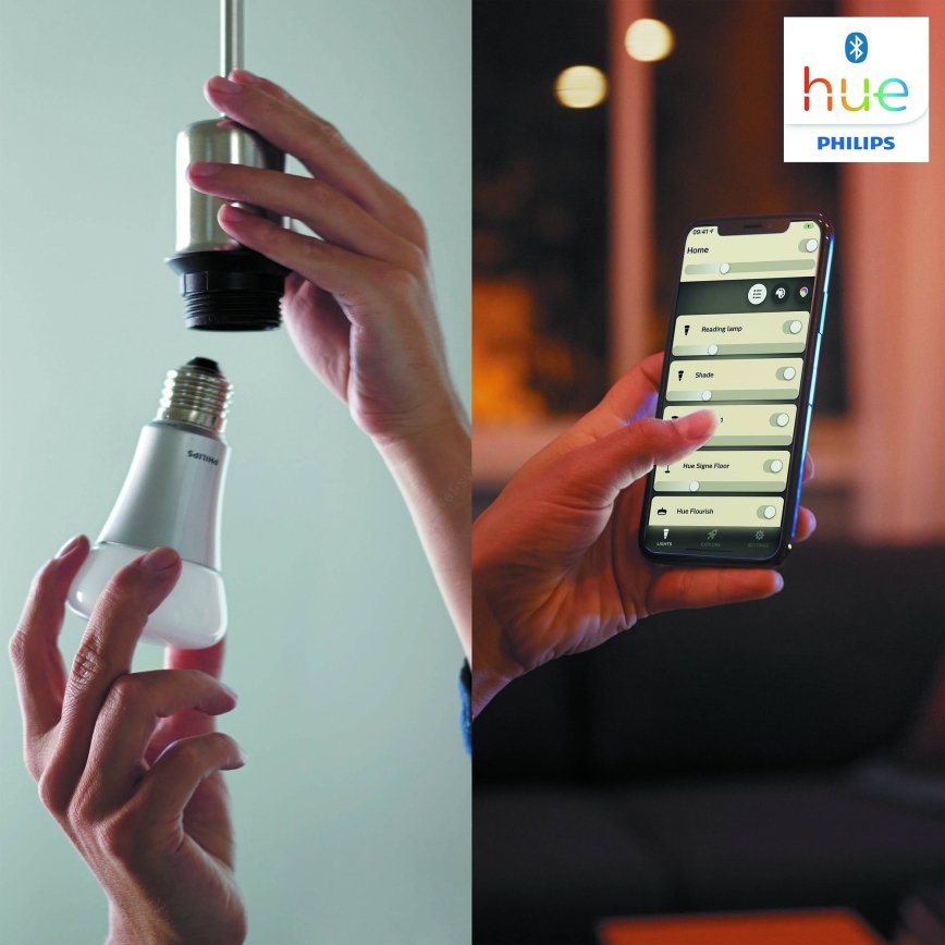 Grundläggande set Philips Hue WHITE AMBIANCE 2xE27/8W/230V + enhet för anslutning