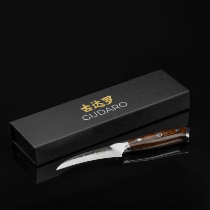 Gudaro -Damaskus-fruktkniv FENG 3,5, 67 lager stål, längd 9,5cm