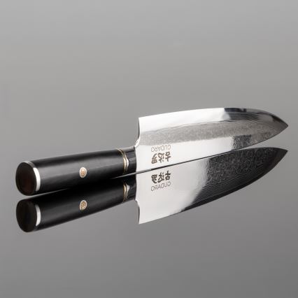 Gudaro - Kockkniv AKIRO 8, i damaskusstål med 67 lager, bladlängd 20 cm, svart