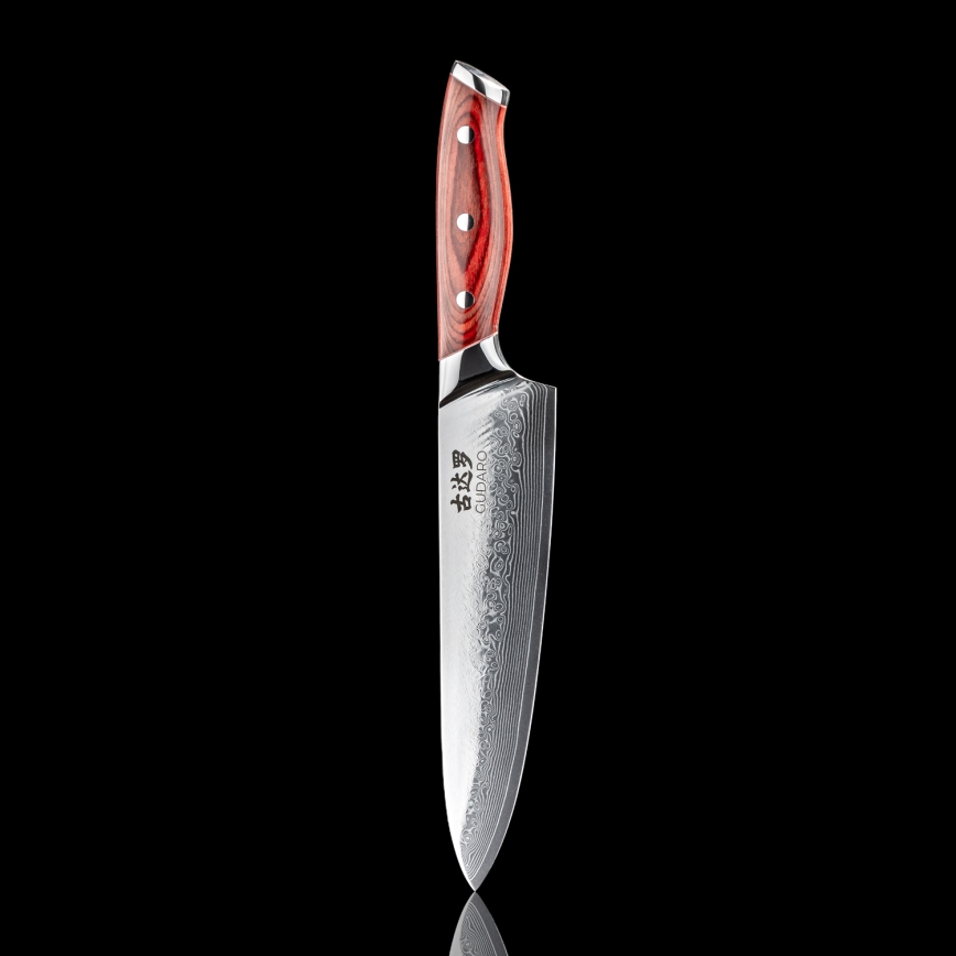 Gudaro - Damaskus-kockkniv KENSHO 8, 67-lagers stål, bladlängd 20 cm