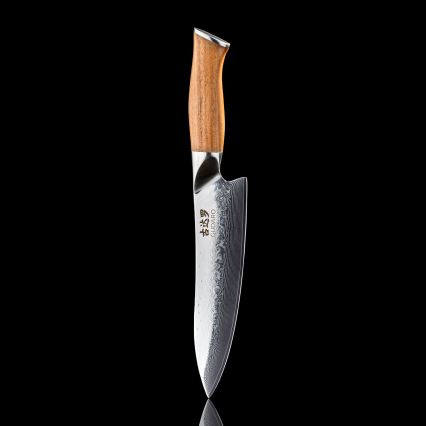 Gudaro - Damaskus-kockkniv TAKUMI 8, 67-lagers stål, längd 20 cm, valnöt