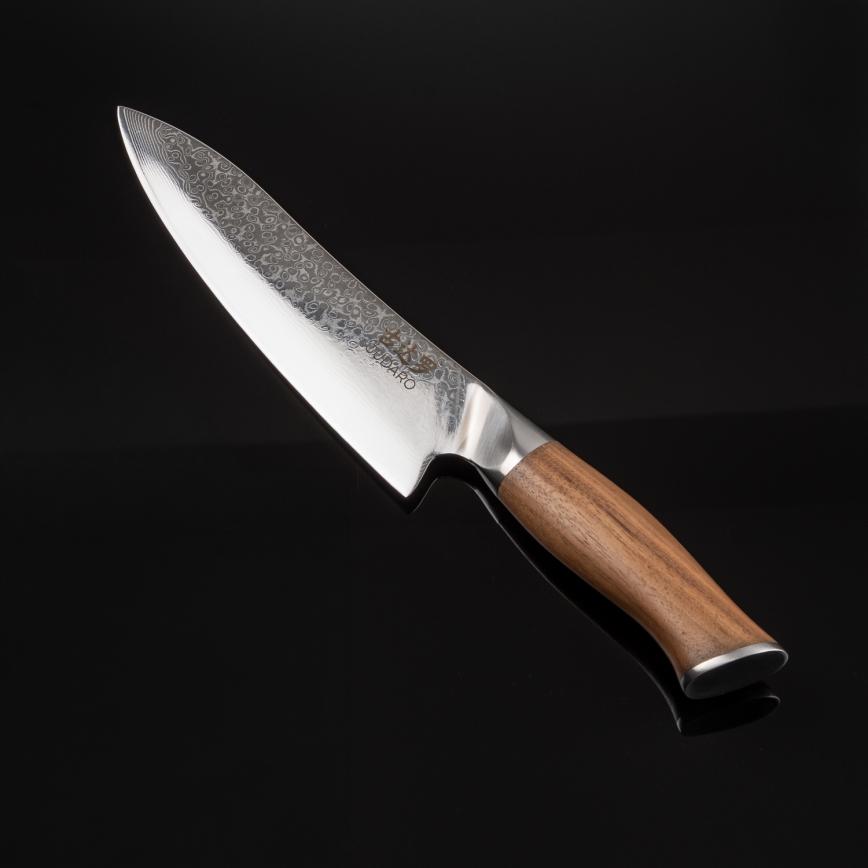 Gudaro - Damaskus-kockkniv TAKUMI 8, 67-lagers stål, längd 20 cm, valnöt