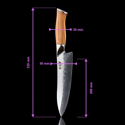 Gudaro - Damaskus-kockkniv TAKUMI 8, 67-lagers stål, längd 20 cm, valnöt