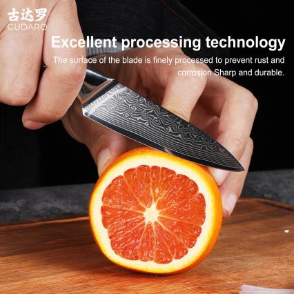 Gudaro - Damaskus kökskniv KENSHO 3,5, 67-lagers stål, längd 9,5 cm