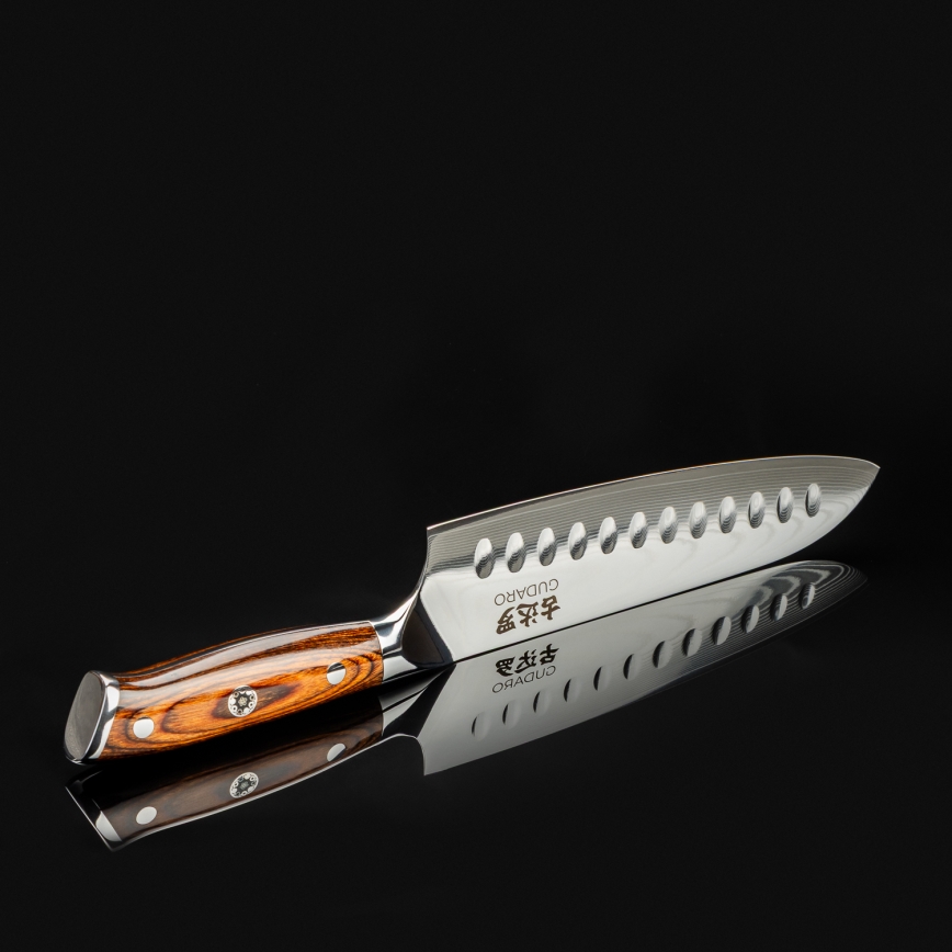 Gudaro - Damaskus-kökskniv Santoku FENG i 67-lagers damaskusstål, 7,5, längd 18 cm