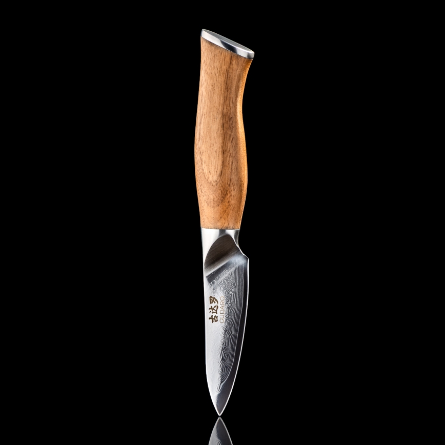 Gudaro - Damaskus kökskniv TAKUMI 3,5, 67 lager stål, längd 9,5 cm, valnöt