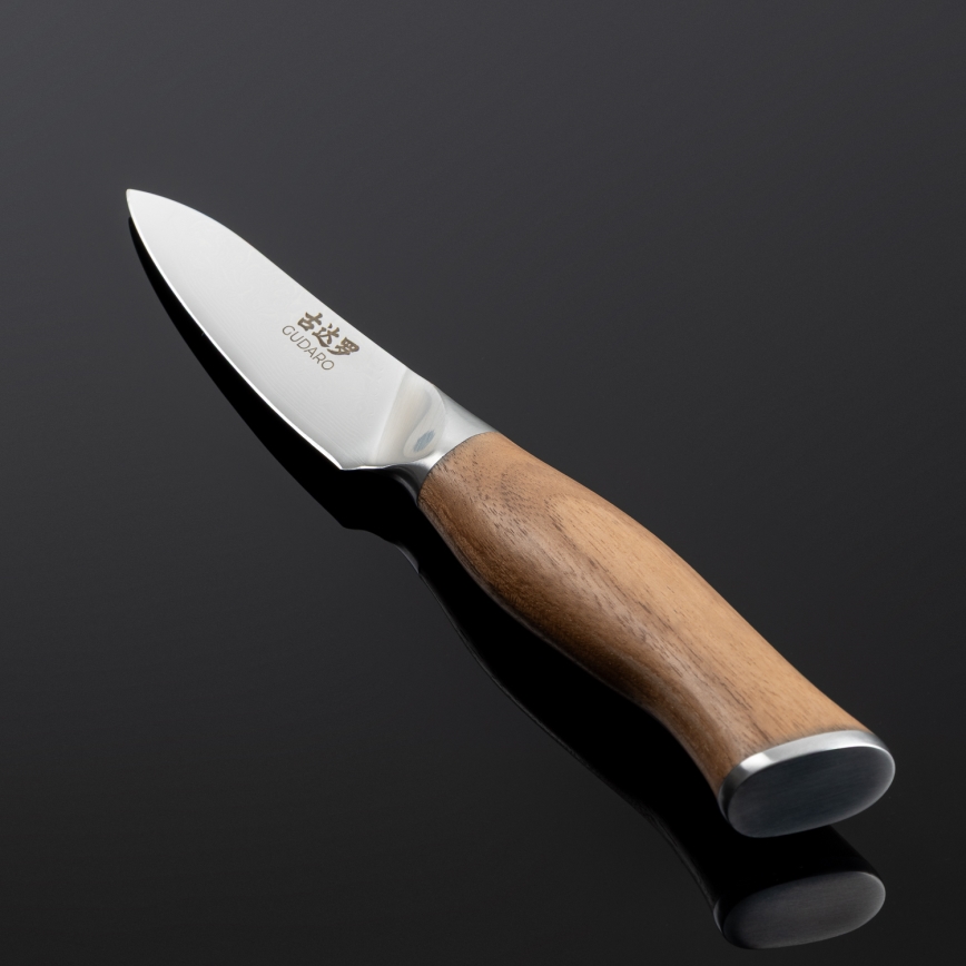 Gudaro - Damaskus kökskniv TAKUMI 3,5, 67 lager stål, längd 9,5 cm, valnöt